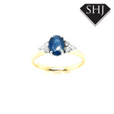 9ct Yellow Gold Sapphire and Diamond Triple Ring