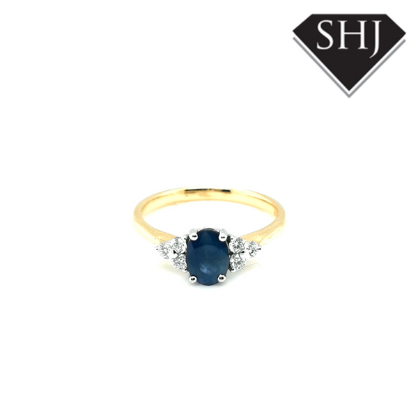 9ct Yellow Gold Sapphire and Diamond Triple Ring