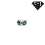9ct White Gold Emerald and Diamond Earrings