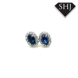 9ct White Gold Sapphire and Diamond Earrings