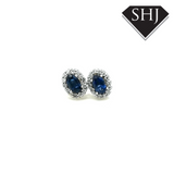 9ct White Gold Sapphire and Diamond Earrings