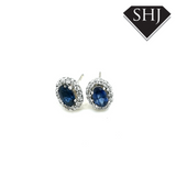 9ct White Gold Sapphire and Diamond Earrings