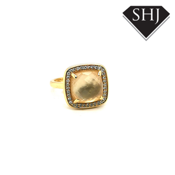 18ct Yellow Gold Citrine and Diamond Ring