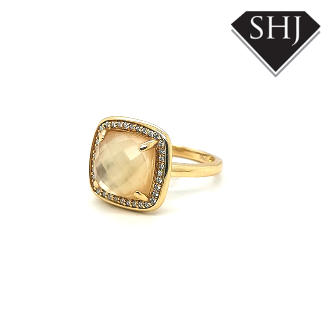 18ct Yellow Gold Citrine and Diamond Ring