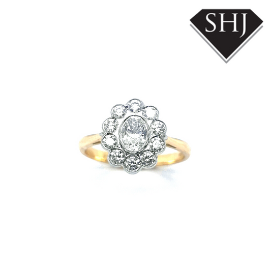 18ct Yellow Gold Diamond Cluster 0.89 F