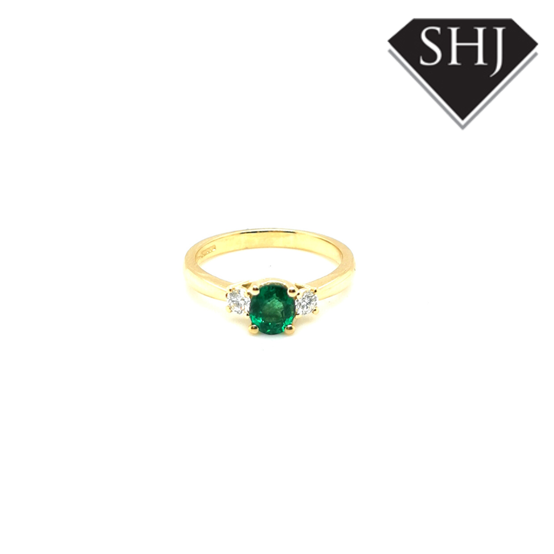 18ct Yellow Gold Emerald and Diamond Ring