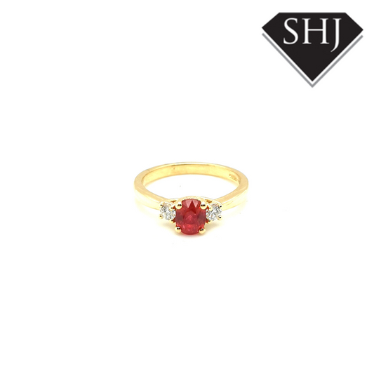 18ct Yellow Gold Ruby and Diamond Ring