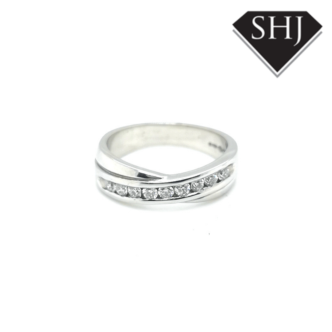 Platinum Diamond Set Band on a twist
