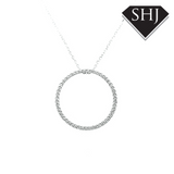 9ct White Gold Diamond Circle Pendant