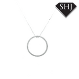 9ct White Gold Diamond Circle Pendant