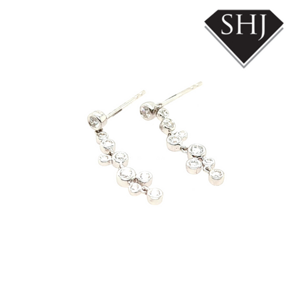 9ct White Gold Diamond Drop Earrings