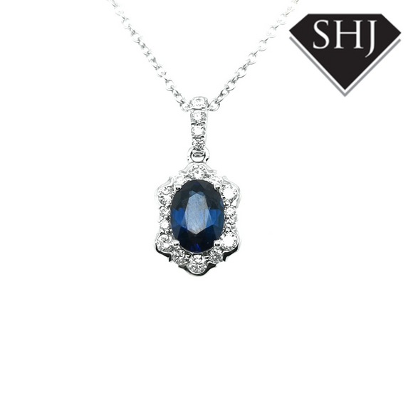 18ct White Gold Sapphire and Diamond Necklace