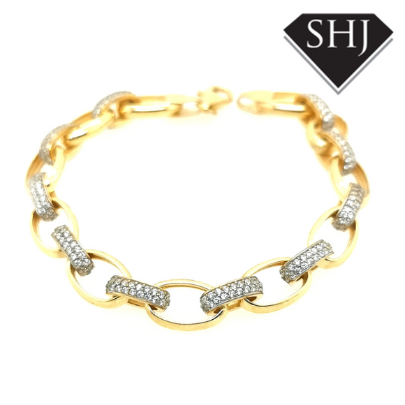 Silver Gold Plated CZ Link Bracelet