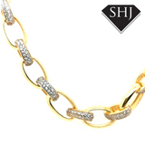 Silver Gold plated CZ Link Necklace