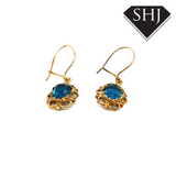 9ct Yellow Gold Blue Stone Earrings