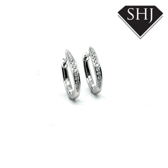 9ct White Gold Diamonds Hoops