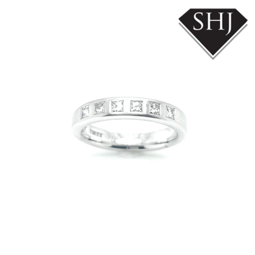 18ct White Gold Satinised Diamond Set Band, £1,250