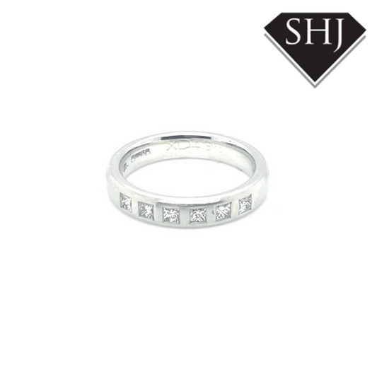 18ct White Gold Satinised Diamond Set Band, £1,250